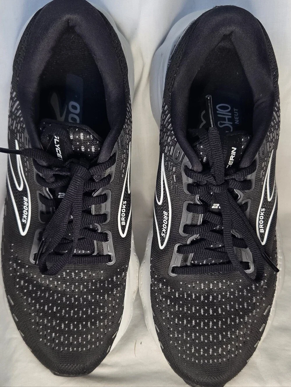 Brooks Glycerin 20 Women’s Lace-Up Mesh Running Sneakers Black/White Sz 8.5M